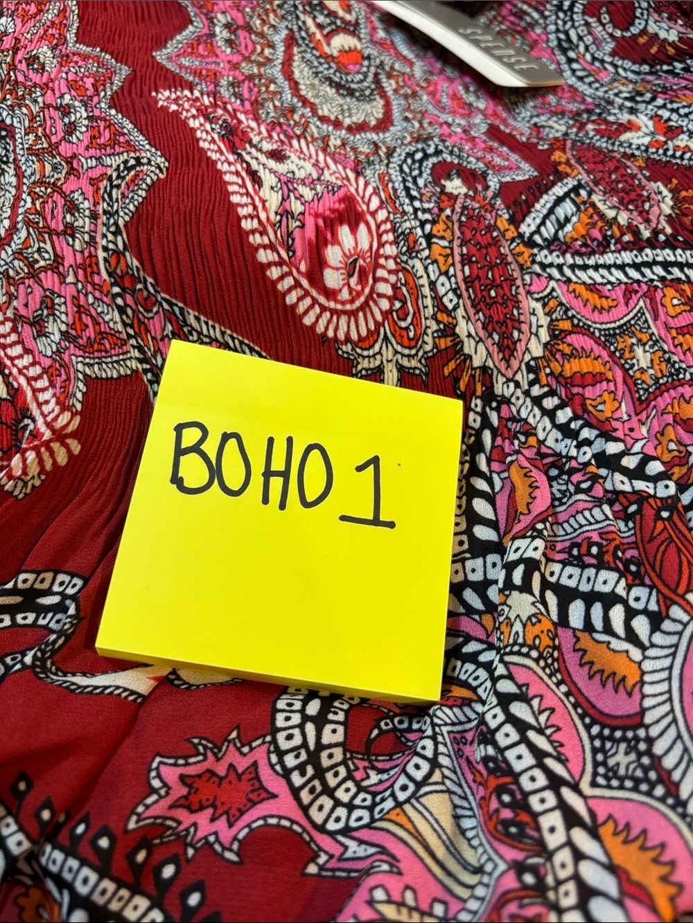 Boho Chic Pink and Red Paisley Peasant Blouse - Picture 6 of 6